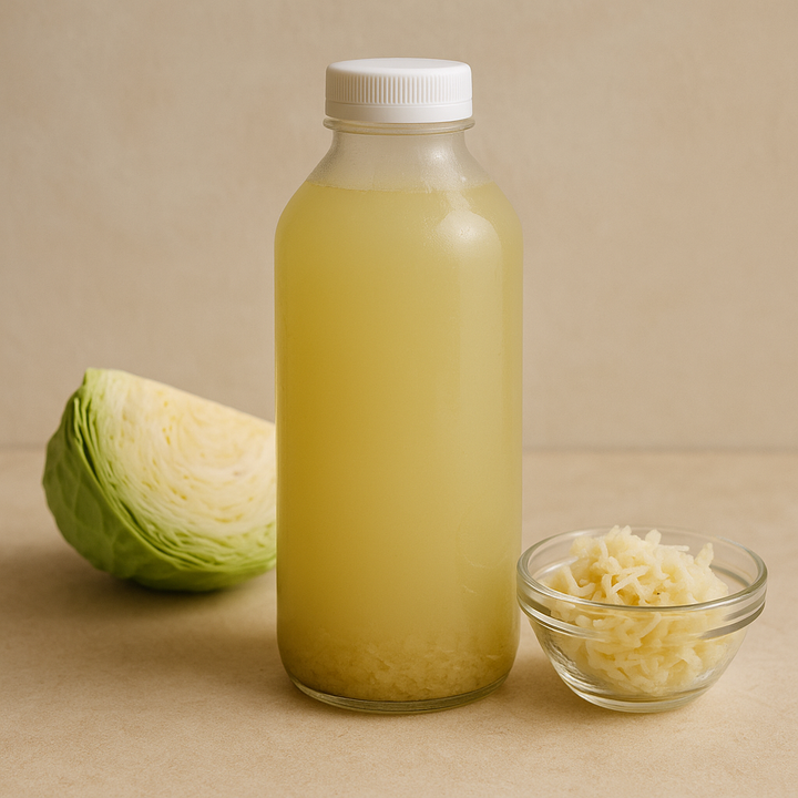 Raw Fermented Cabbage Juice — Probiotic Beverage (Quart)